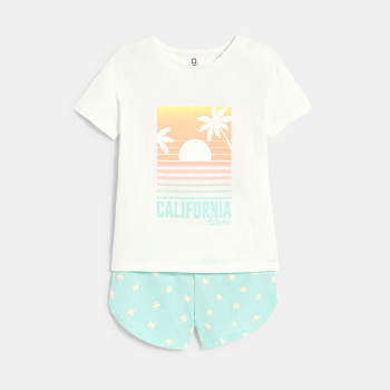 بيجاما شورت منقوشة بيضاء...